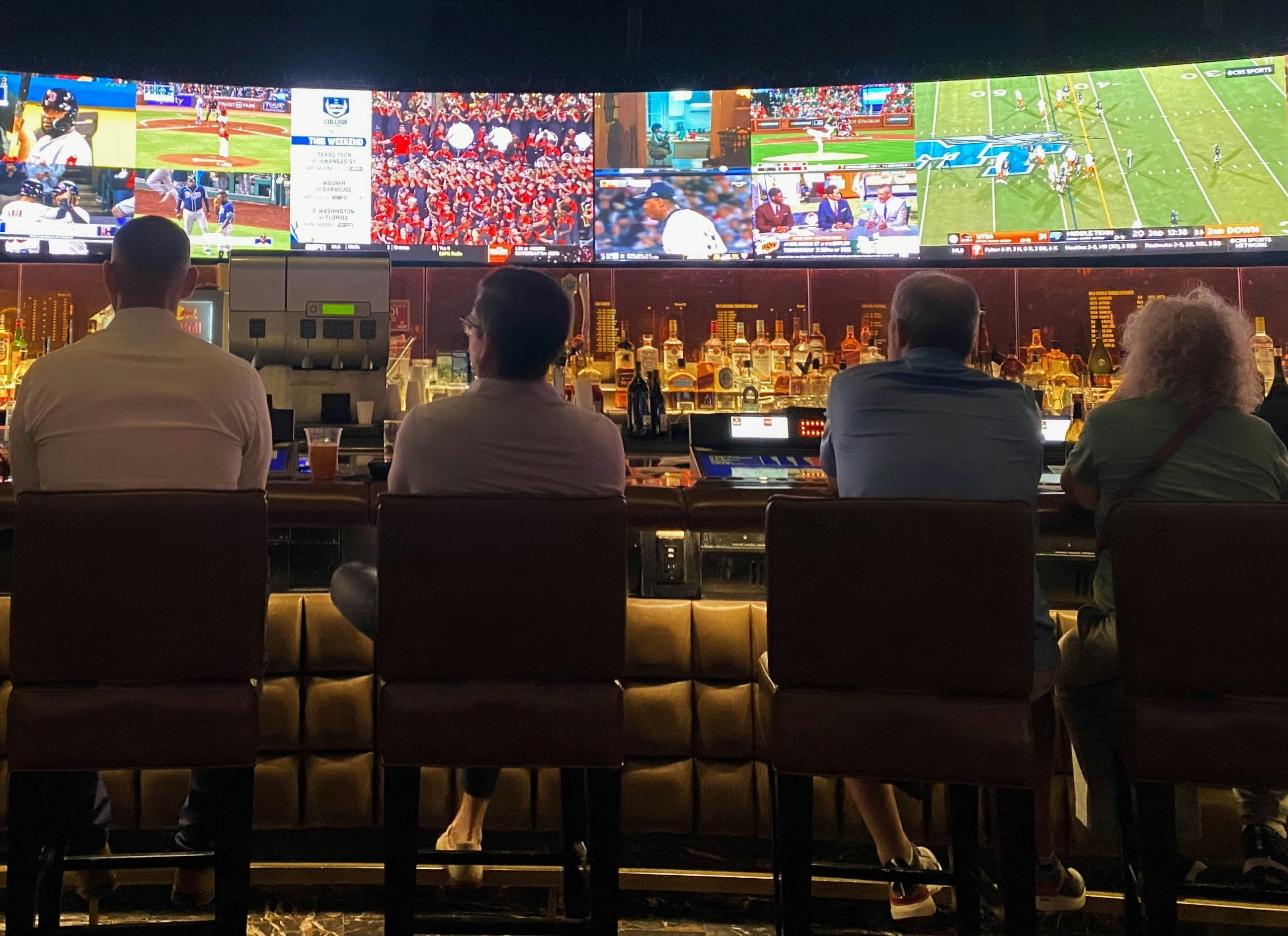 Sports bar patrons watching the game.